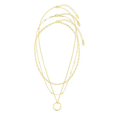 Open Circle Three Row Necklace
