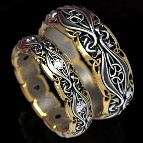 Vintage Pair Gold &amp; Silver Ring