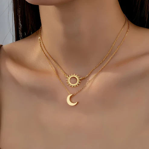 Sun &amp; Moon Gold Layered Necklace